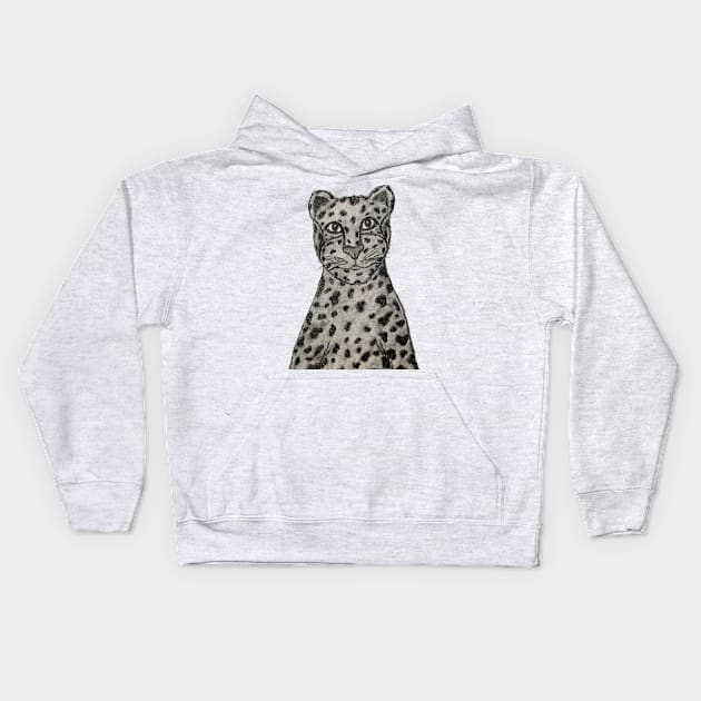 Leopard in Charcoal Kids Hoodie by LuvbuzzArt